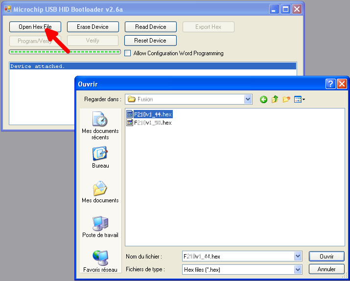 HID Bootloader Open Hex File