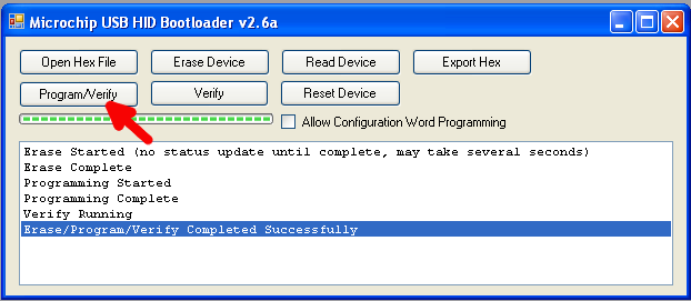 HID Bootloader Prog Verify Success